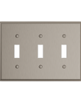 Solid brass Century Toggle Wall Plate – Triple in Satin Nickel finish