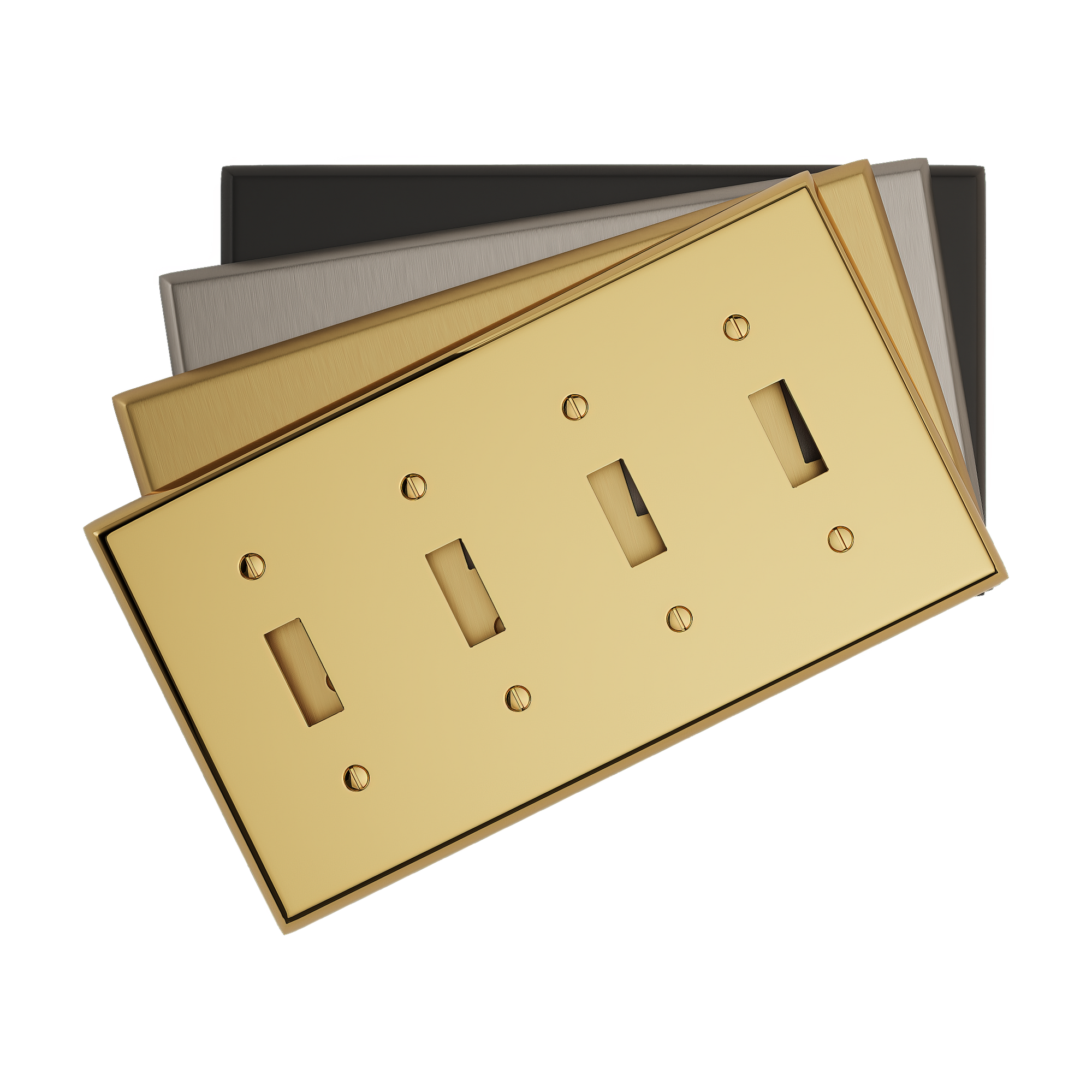 Solid brass Century Toggle Wall Plate – Quad