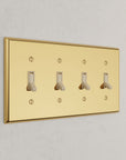 Solid brass Century Toggle Wall Plate – Quad in Polished Brass finish