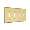 Solid brass Century Toggle Wall Plate – Quad in Polished Brass finish