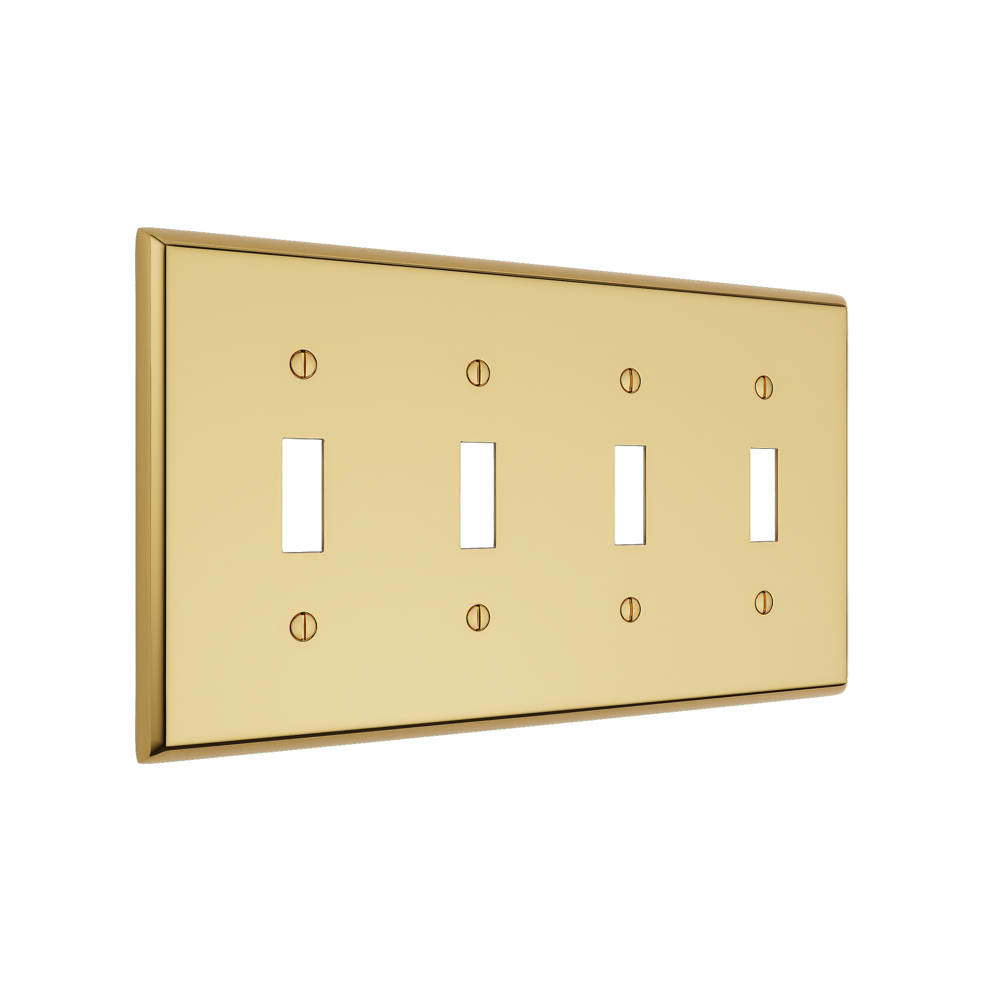 Solid brass Century Toggle Wall Plate – Quad in Polished Brass finish