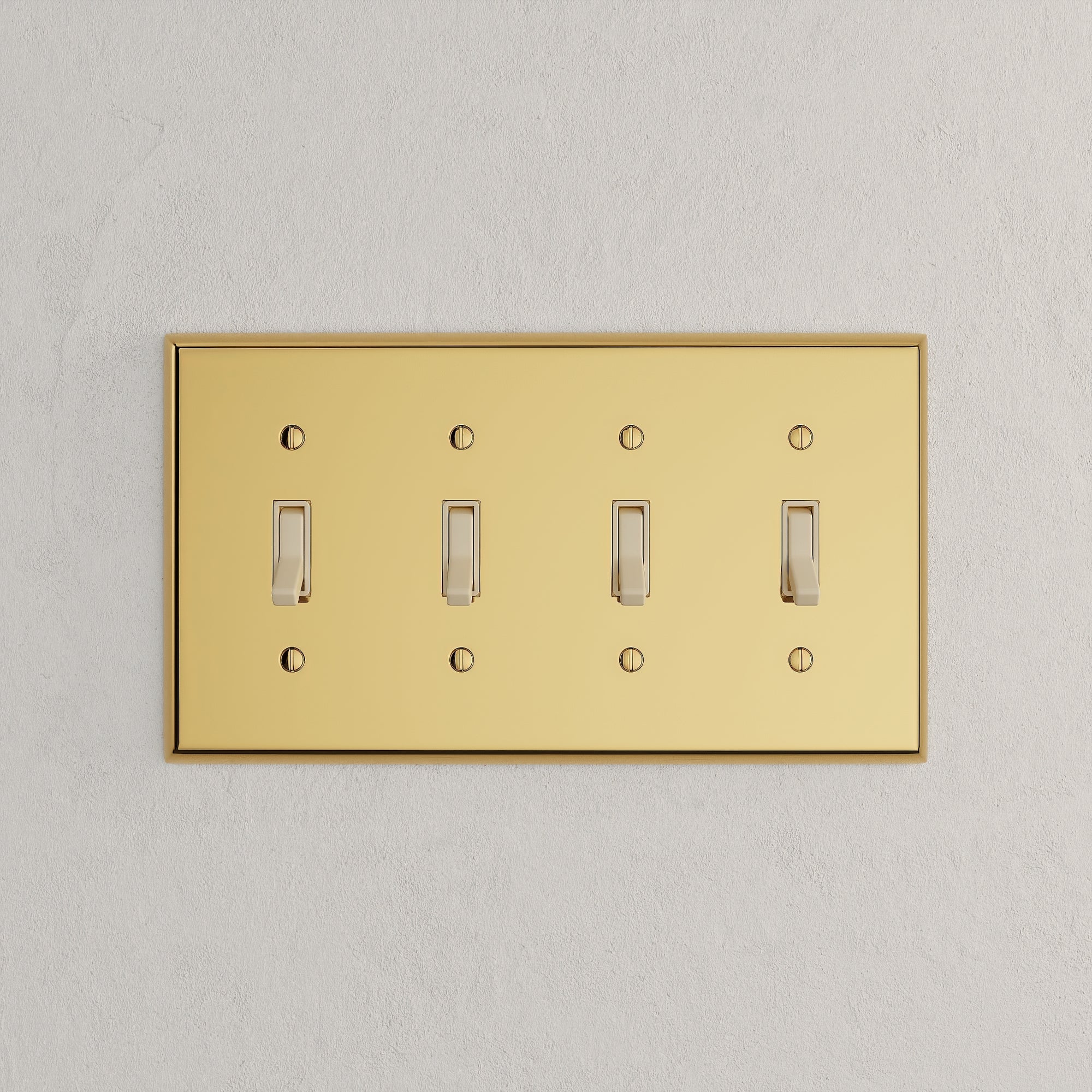 Solid brass Century Toggle Wall Plate – Quad in Polished Brass finish