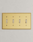 Solid brass Century Toggle Wall Plate – Quad in Polished Brass finish