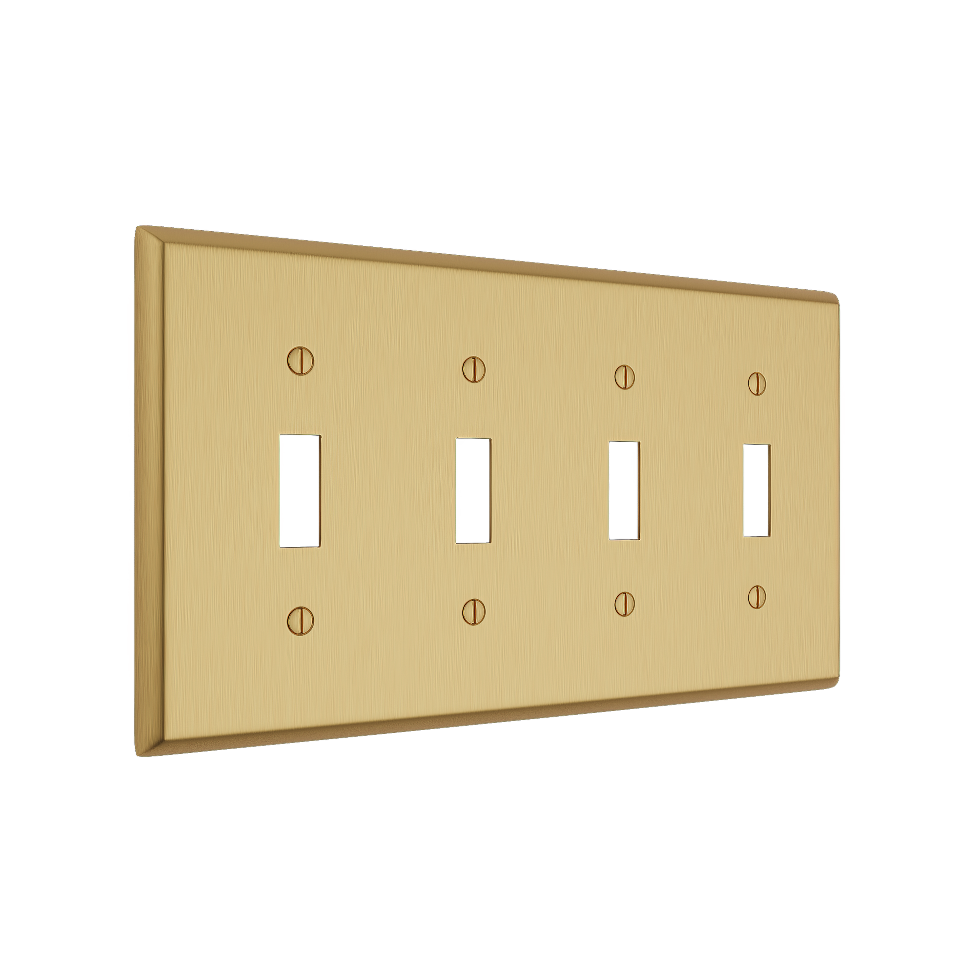 Solid brass Century Toggle Wall Plate – Quad in Satin Brass finish