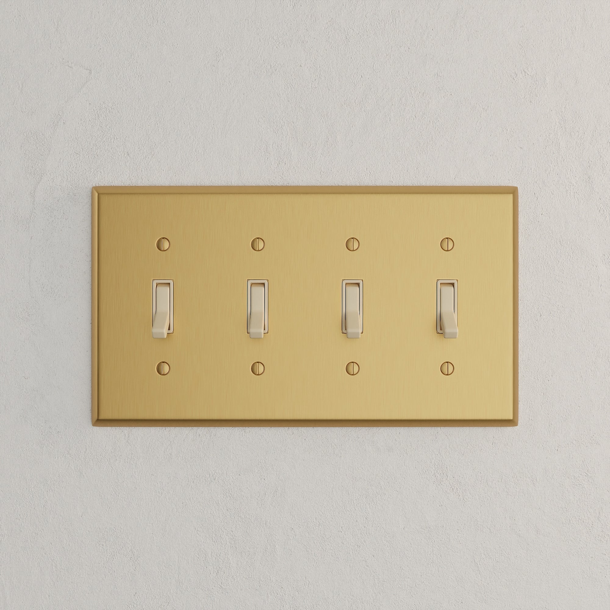 Solid brass Century Toggle Wall Plate – Quad in Satin Brass finish