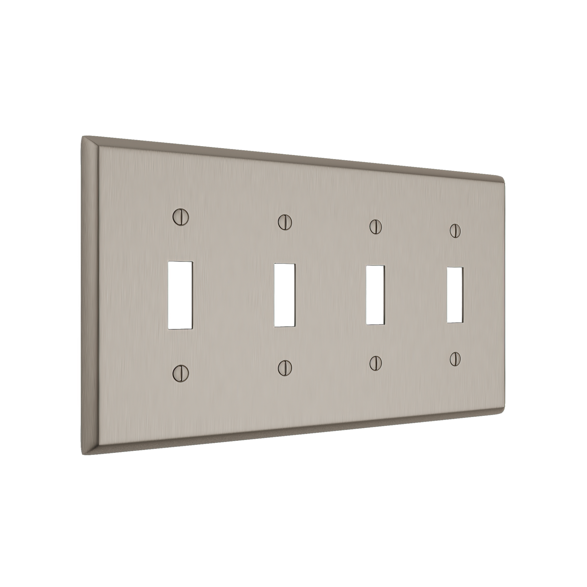 Solid brass Century Toggle Wall Plate – Quad in Satin Nickel finish