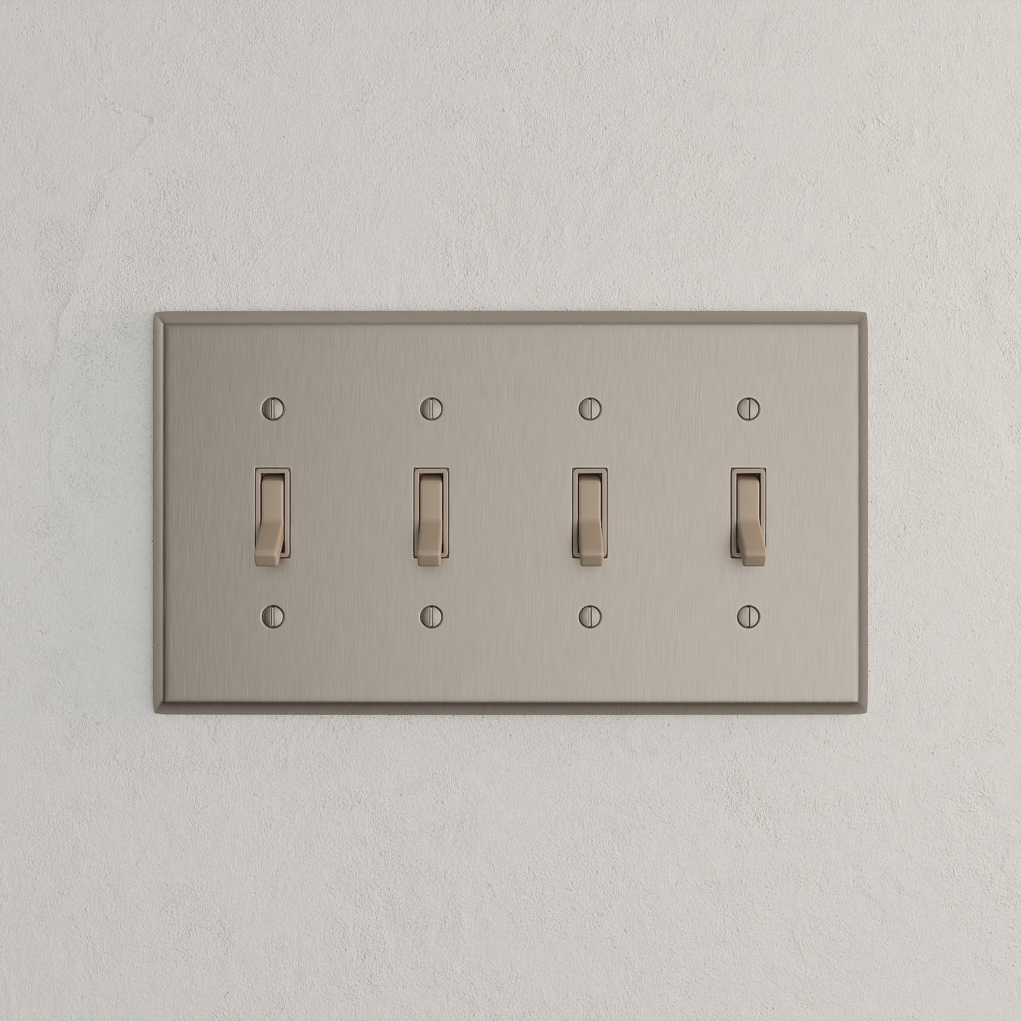 Solid brass Century Toggle Wall Plate – Quad in Satin Nickel finish
