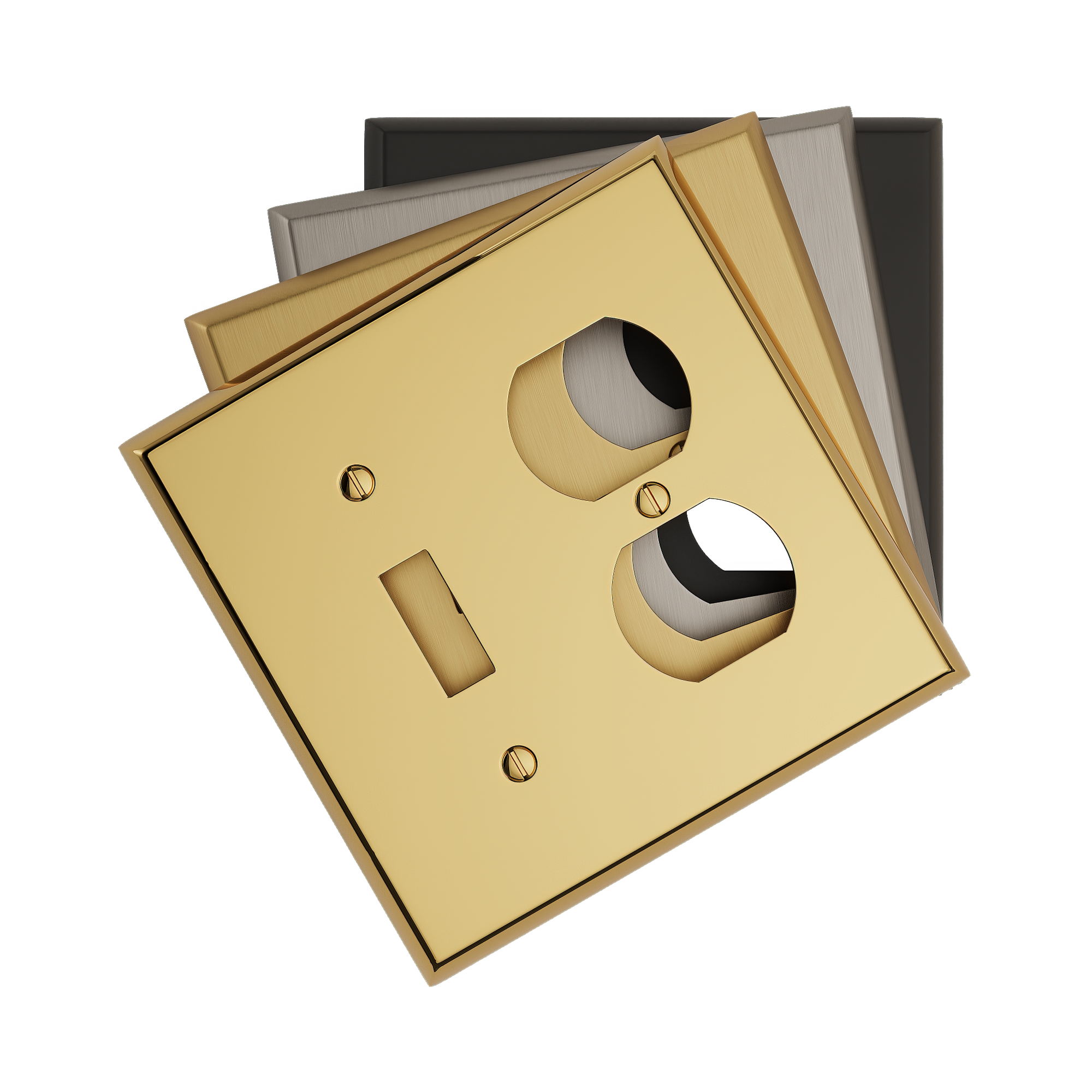 Solid brass Century Toggle &amp; Outlet Wall Plate – Double