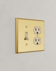 Solid brass Century Toggle & Outlet Wall Plate – Double in Polished Brass finish