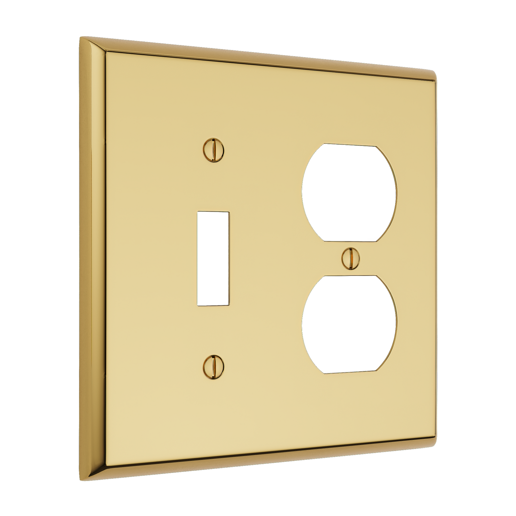 Solid brass Century Toggle & Outlet Wall Plate – Double in Polished Brass finish