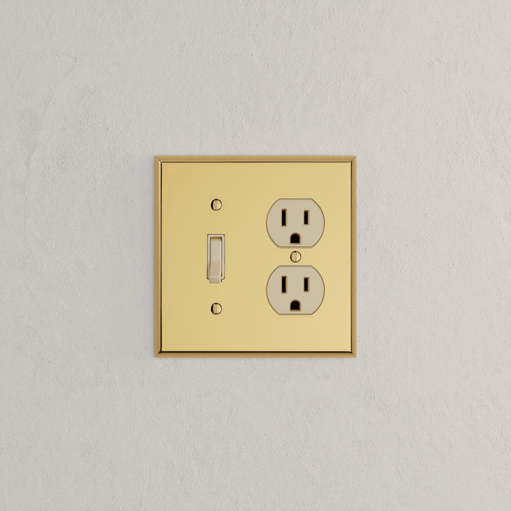 Solid brass Century Toggle &amp; Outlet Wall Plate – Double in Polished Brass finish