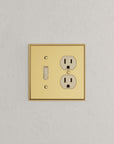 Solid brass Century Toggle & Outlet Wall Plate – Double in Polished Brass finish