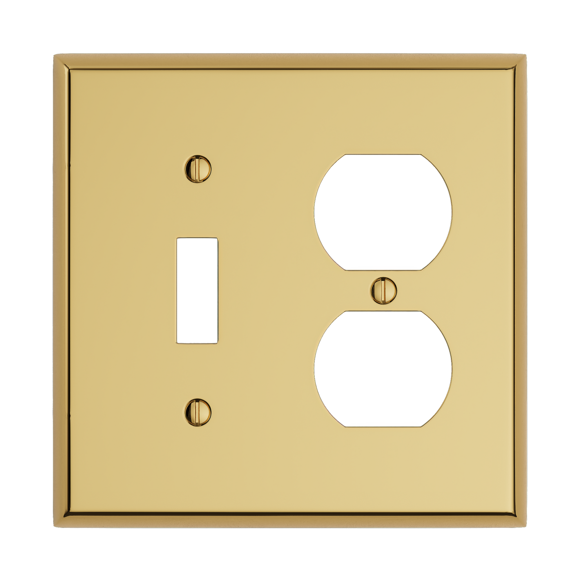 Solid brass Century Toggle &amp; Outlet Wall Plate – Double in Polished Brass finish