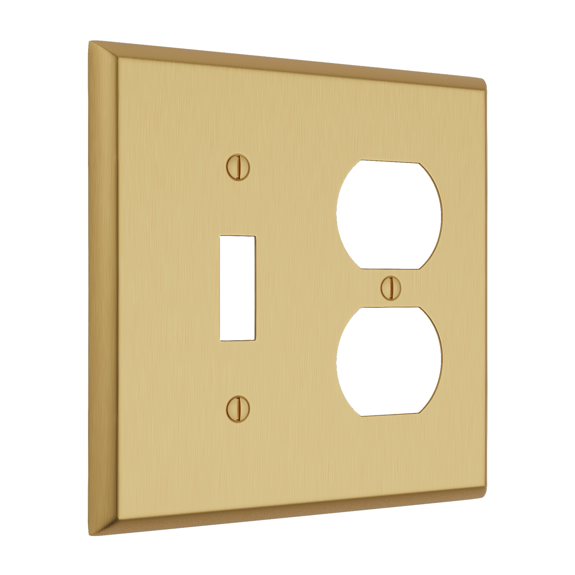 Solid brass Century Toggle & Outlet Wall Plate – Double in Satin Brass finish