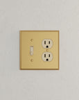 Solid brass Century Toggle & Outlet Wall Plate – Double in Satin Brass finish