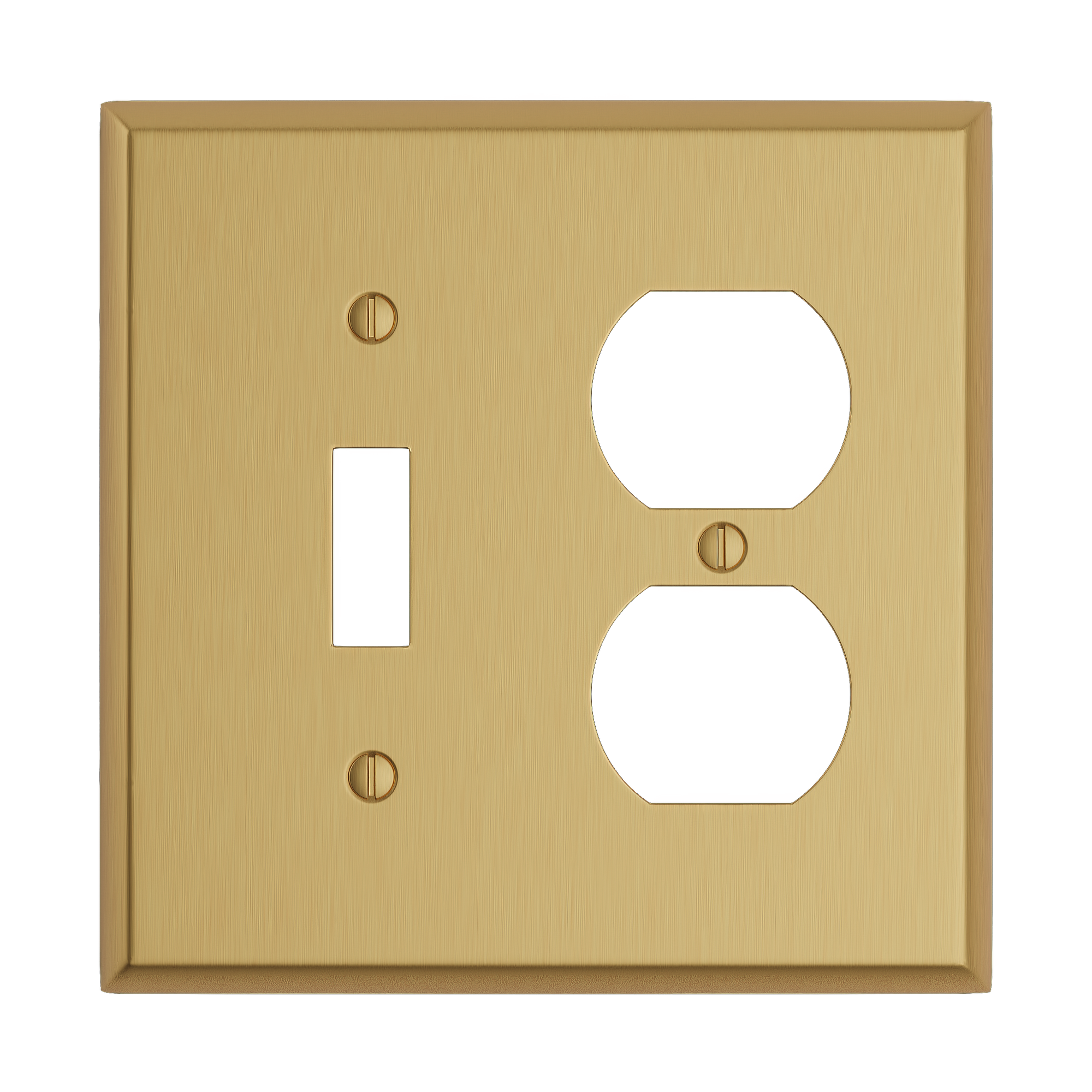 Solid brass Century Toggle &amp; Outlet Wall Plate – Double in Satin Brass finish
