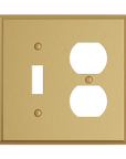 Solid brass Century Toggle & Outlet Wall Plate – Double in Satin Brass finish