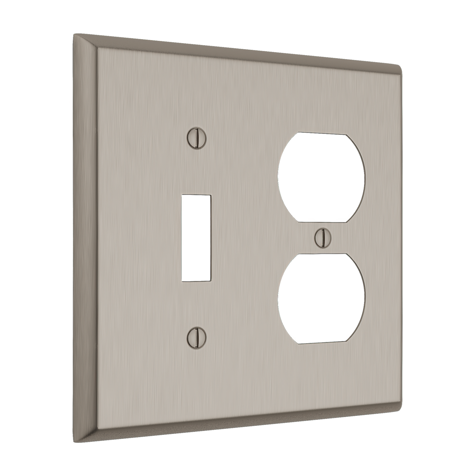 Solid brass Century Toggle & Outlet Wall Plate – Double in Satin Nickel finish