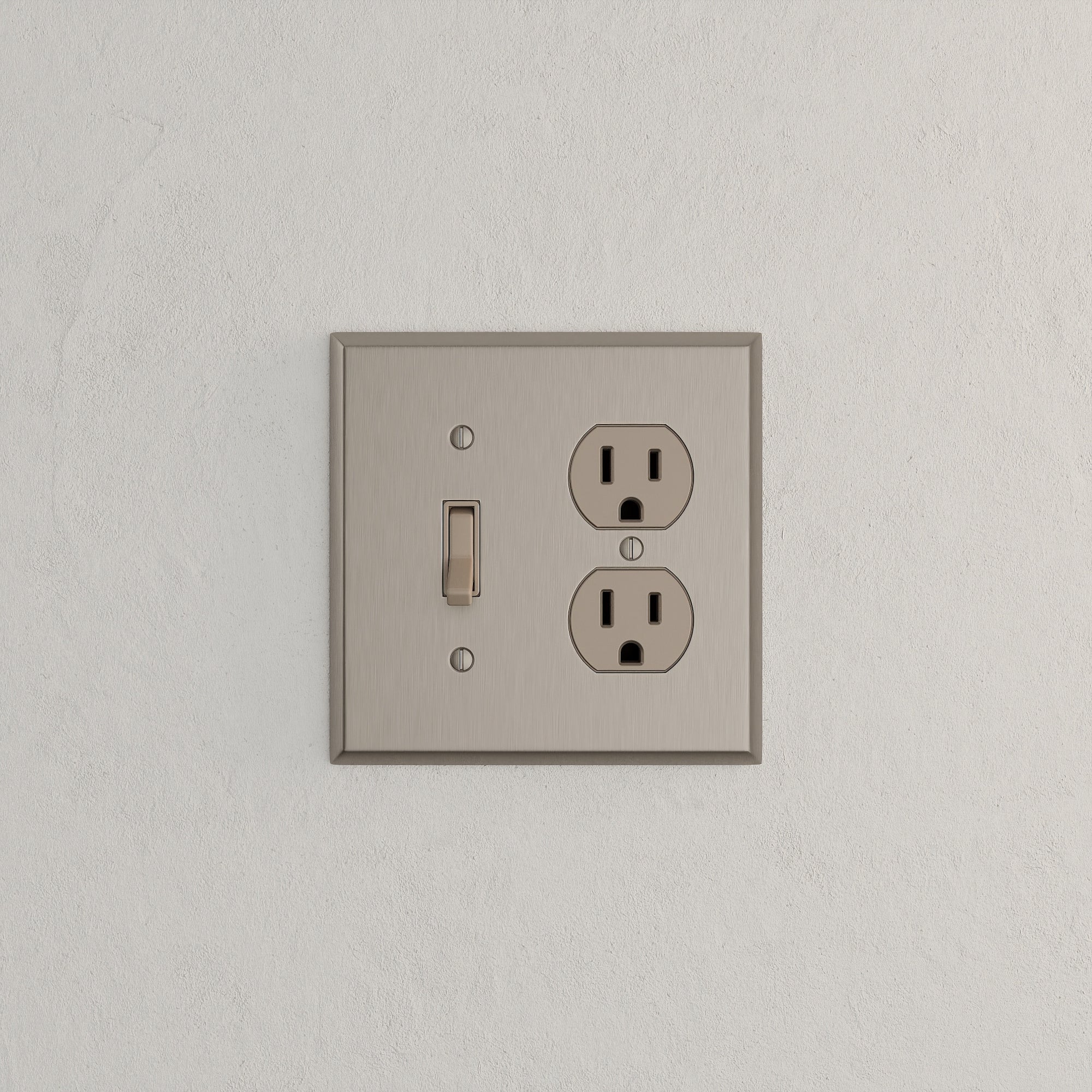 Solid brass Century Toggle &amp; Outlet Wall Plate – Double in Satin Nickel finish