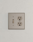 Solid brass Century Toggle & Outlet Wall Plate – Double in Satin Nickel finish