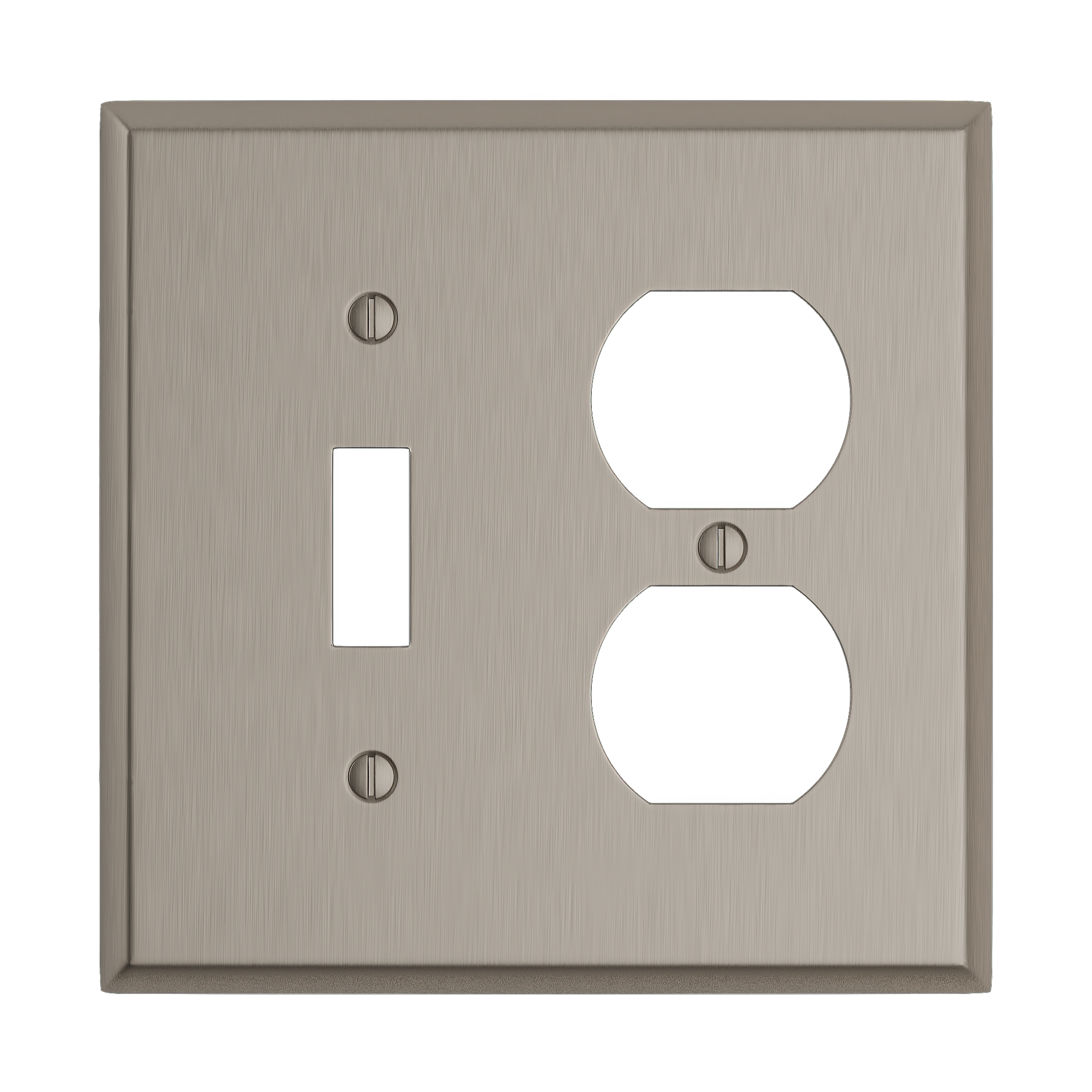 Solid brass Century Toggle &amp; Outlet Wall Plate – Double in Satin Nickel finish