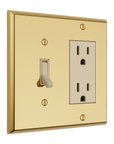 Solid brass Century Toggle & Open Wall Plate – Double in Polished Brass finish
