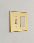 Solid brass Century Toggle & Open Wall Plate – Double in Polished Brass finish