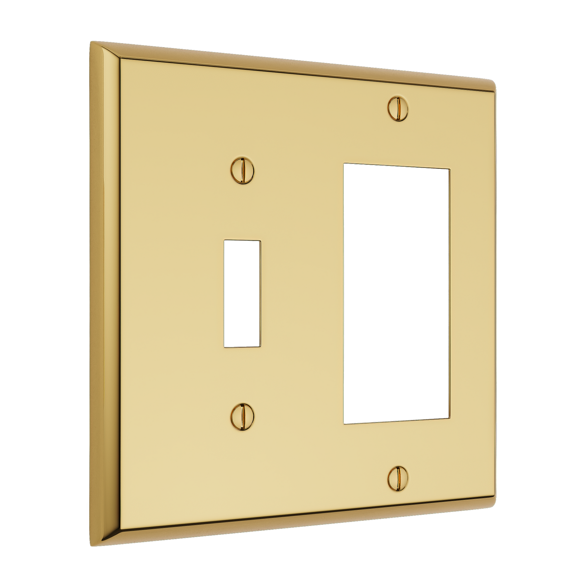 Solid brass Century Toggle & Open Wall Plate – Double in Polished Brass finish