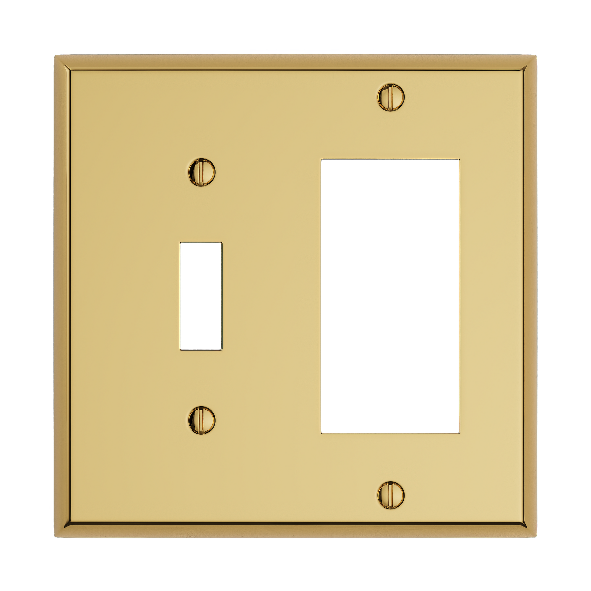 Solid brass Century Toggle &amp; Open Wall Plate – Double in Polished Brass finish