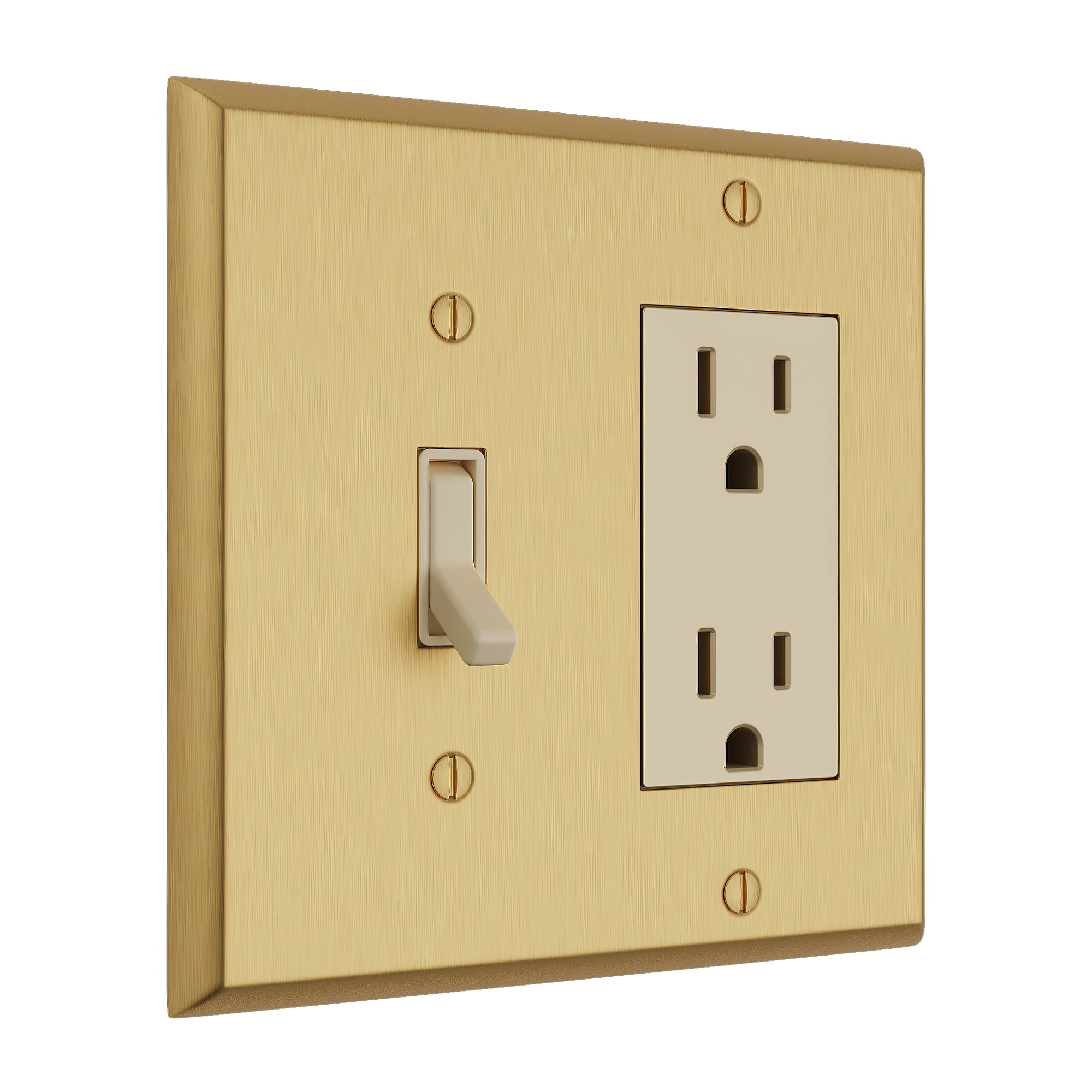 Solid brass Century Toggle &amp; Open Wall Plate – Double in Satin Brass finish