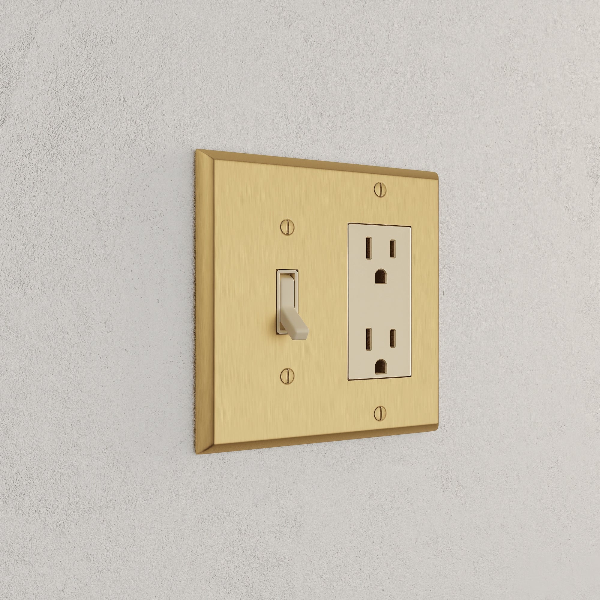 Solid brass Century Toggle &amp; Open Wall Plate – Double in Satin Brass finish