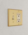 Solid brass Century Toggle & Open Wall Plate – Double in Satin Brass finish