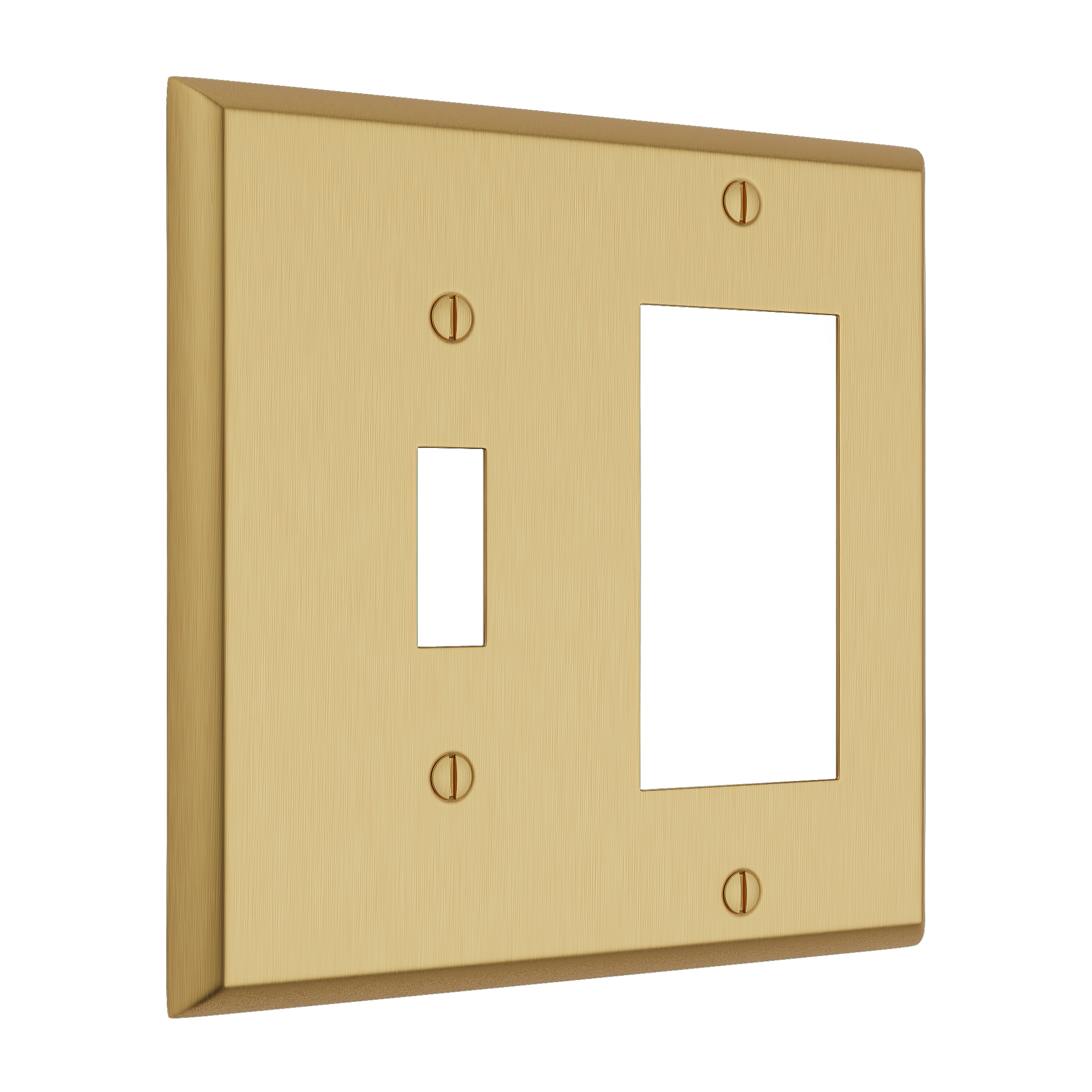 Solid brass Century Toggle & Open Wall Plate – Double in Satin Brass finish