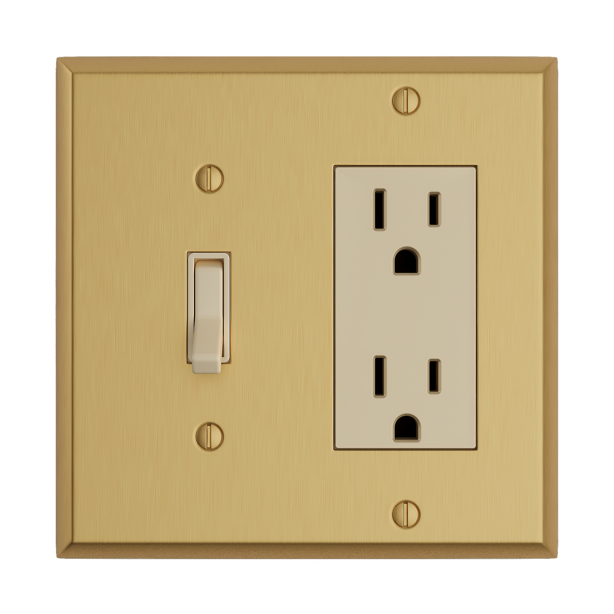 Solid brass Century Toggle &amp; Open Wall Plate – Double in Satin Brass finish