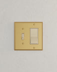 Solid brass Century Toggle & Open Wall Plate – Double in Satin Brass finish