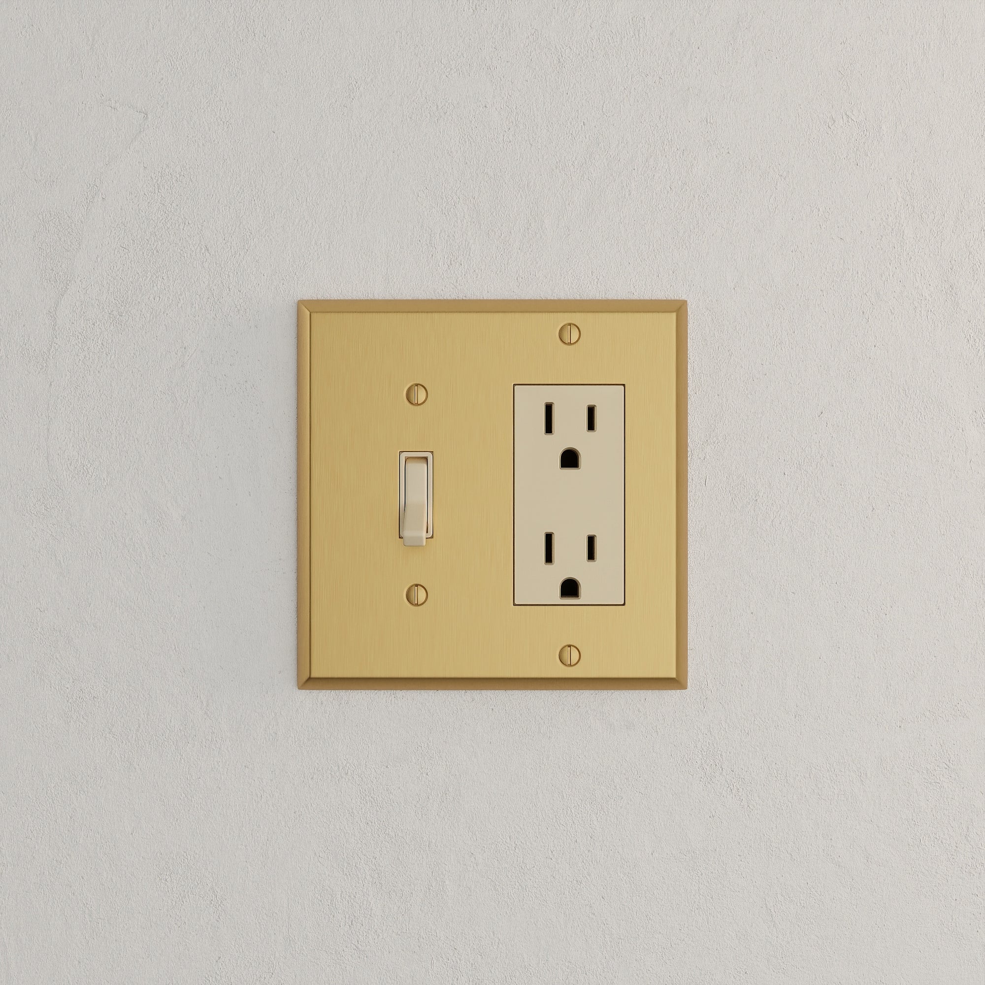 Solid brass Century Toggle &amp; Open Wall Plate – Double in Satin Brass finish