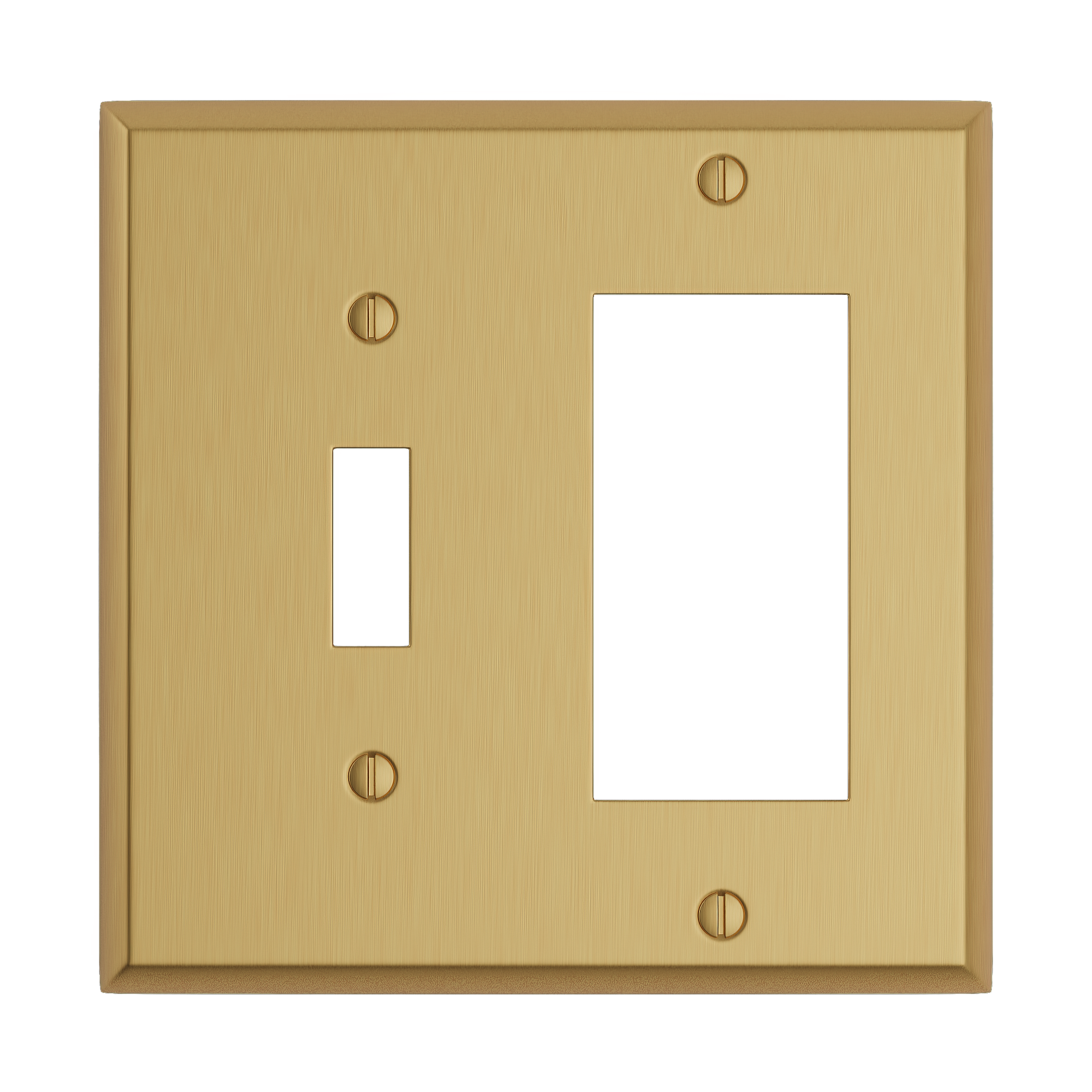 Solid brass Century Toggle &amp; Open Wall Plate – Double in Satin Brass finish