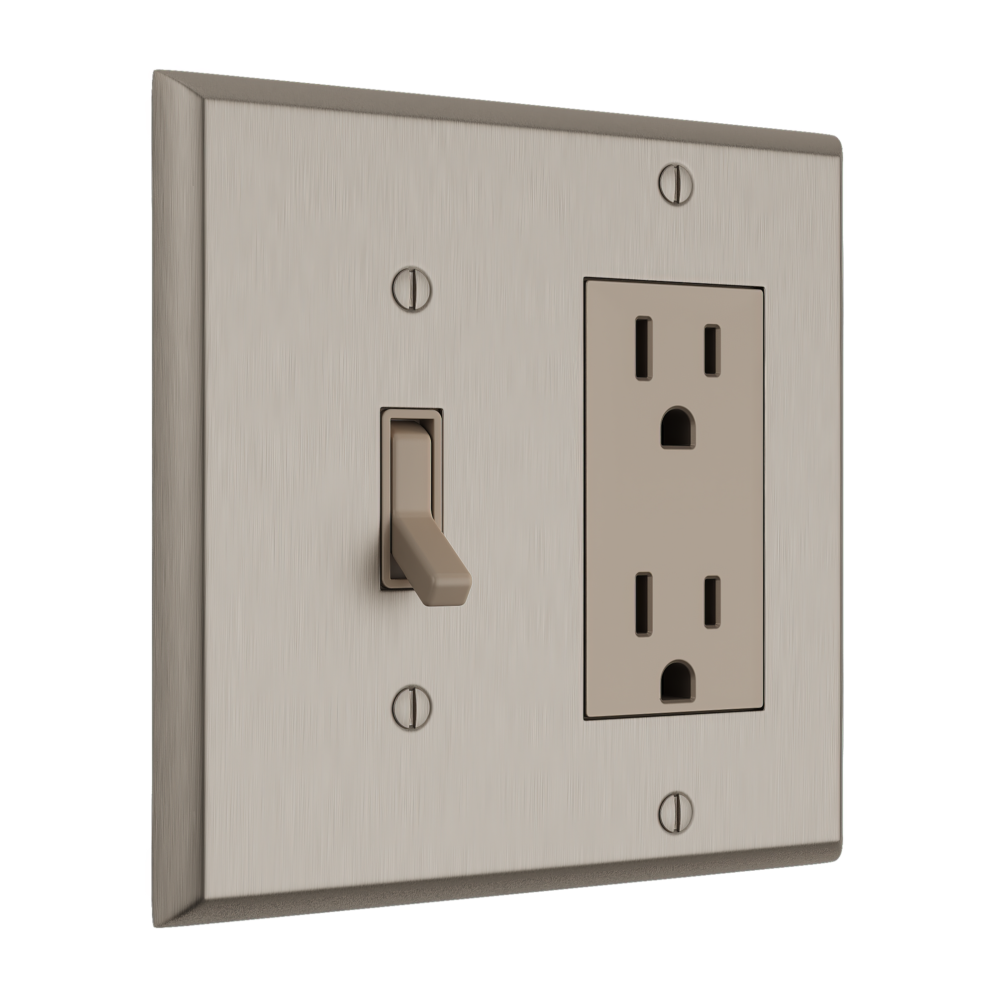 Solid brass Century Toggle &amp; Open Wall Plate – Double in Satin Nickel finish