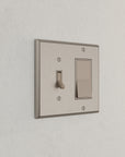 Solid brass Century Toggle & Open Wall Plate – Double in Satin Nickel finish