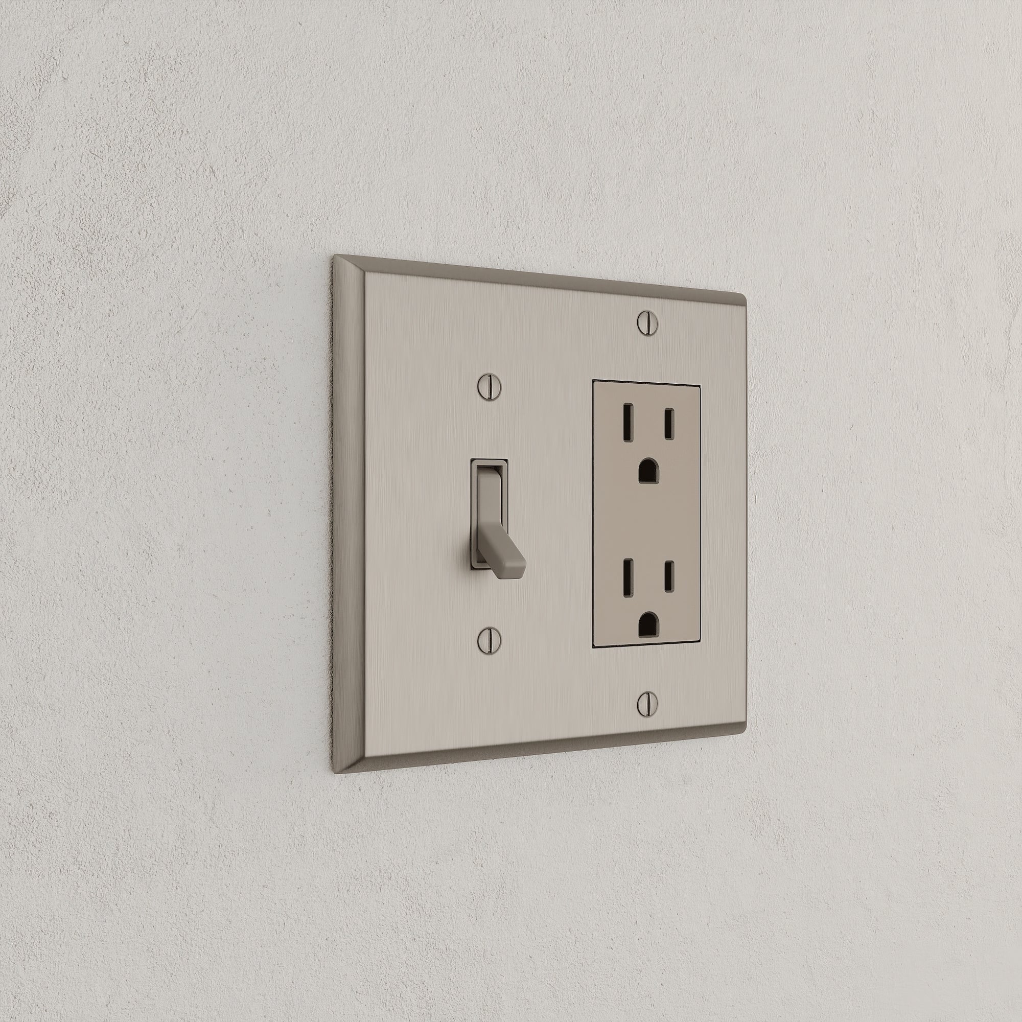 Solid brass Century Toggle &amp; Open Wall Plate – Double in Satin Nickel finish