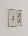Solid brass Century Toggle & Open Wall Plate – Double in Satin Nickel finish