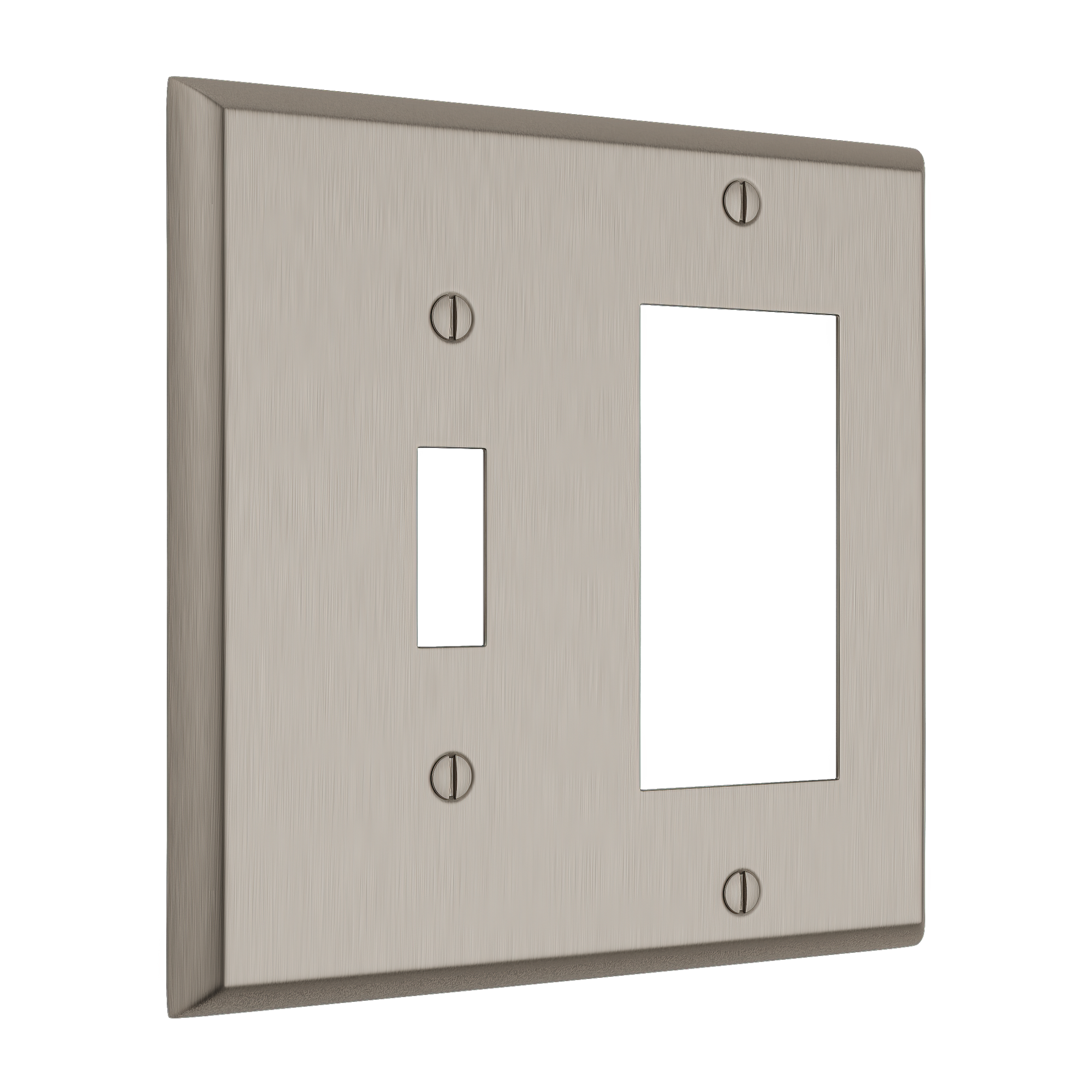 Solid brass Century Toggle & Open Wall Plate – Double in Satin Nickel finish