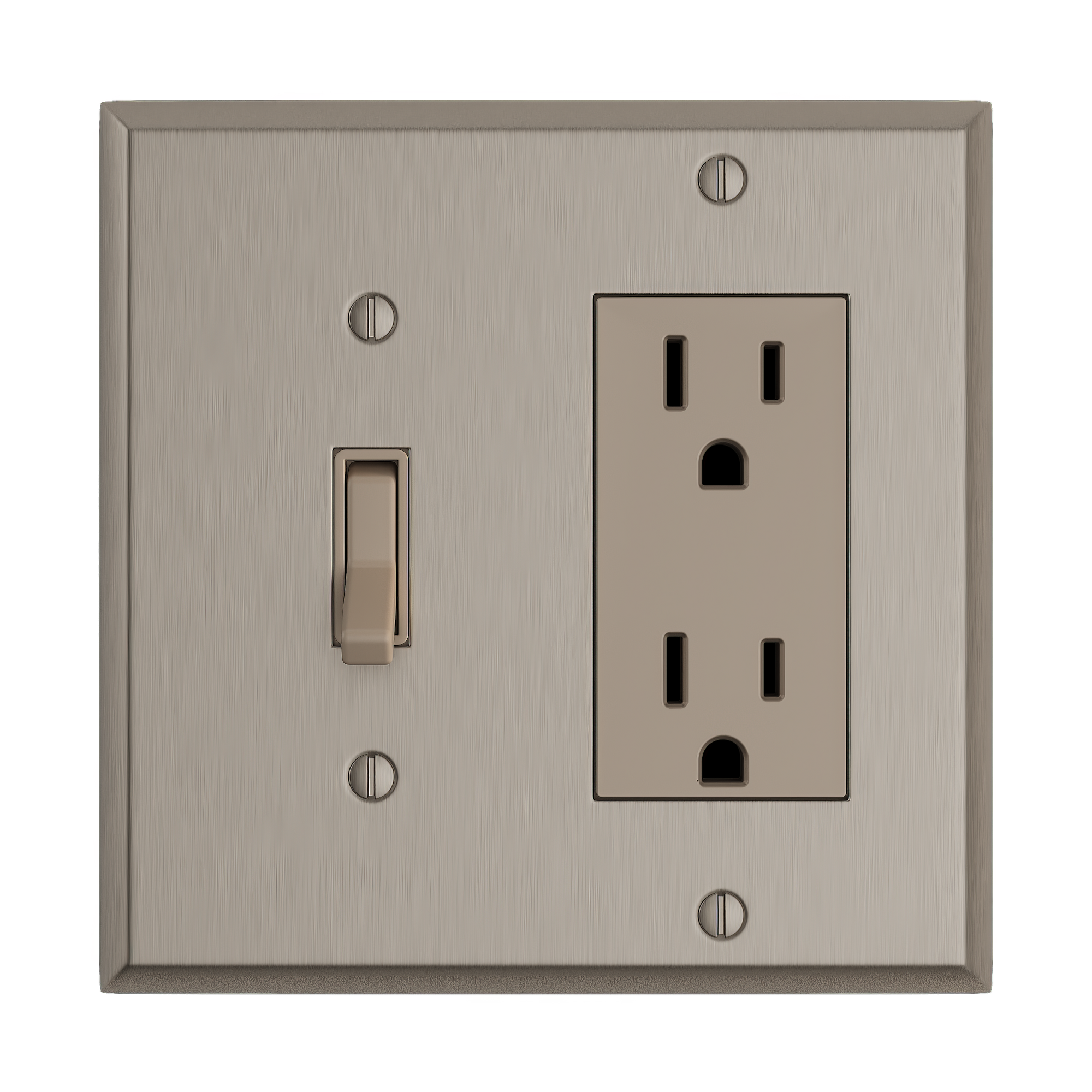 Solid brass Century Toggle &amp; Open Wall Plate – Double in Satin Nickel finish