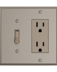 Solid brass Century Toggle & Open Wall Plate – Double in Satin Nickel finish