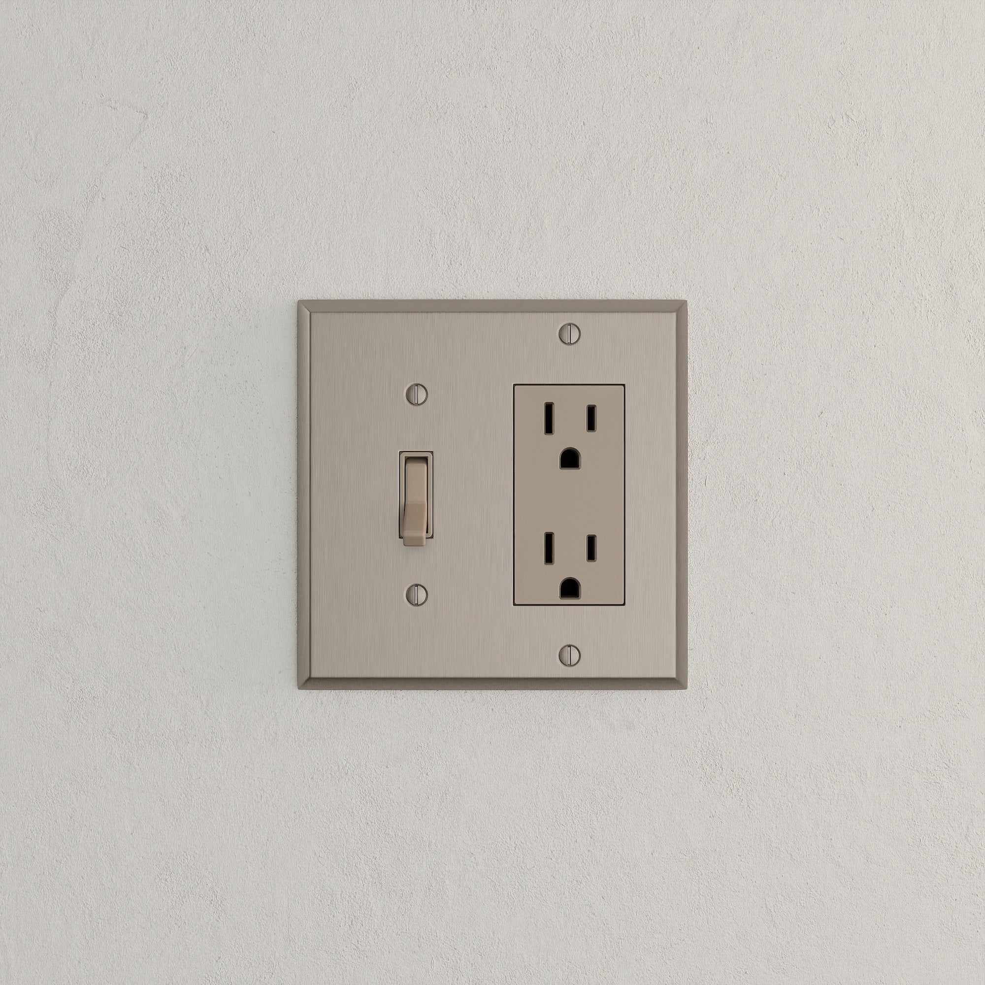 Solid brass Century Toggle &amp; Open Wall Plate – Double in Satin Nickel finish
