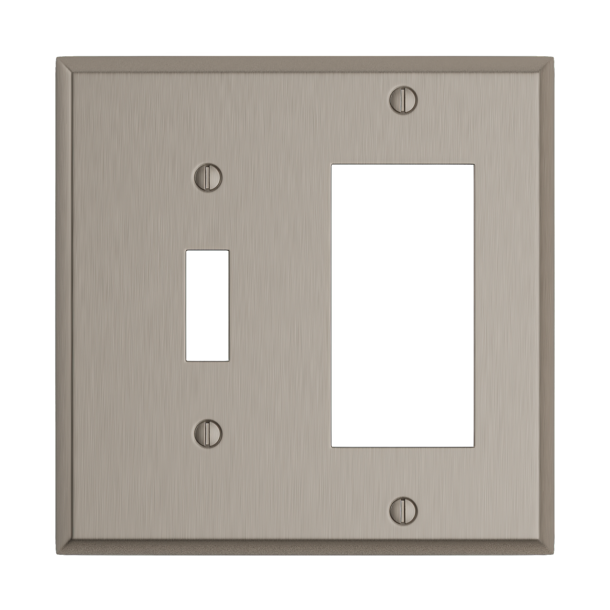 Solid brass Century Toggle &amp; Open Wall Plate – Double in Satin Nickel finish