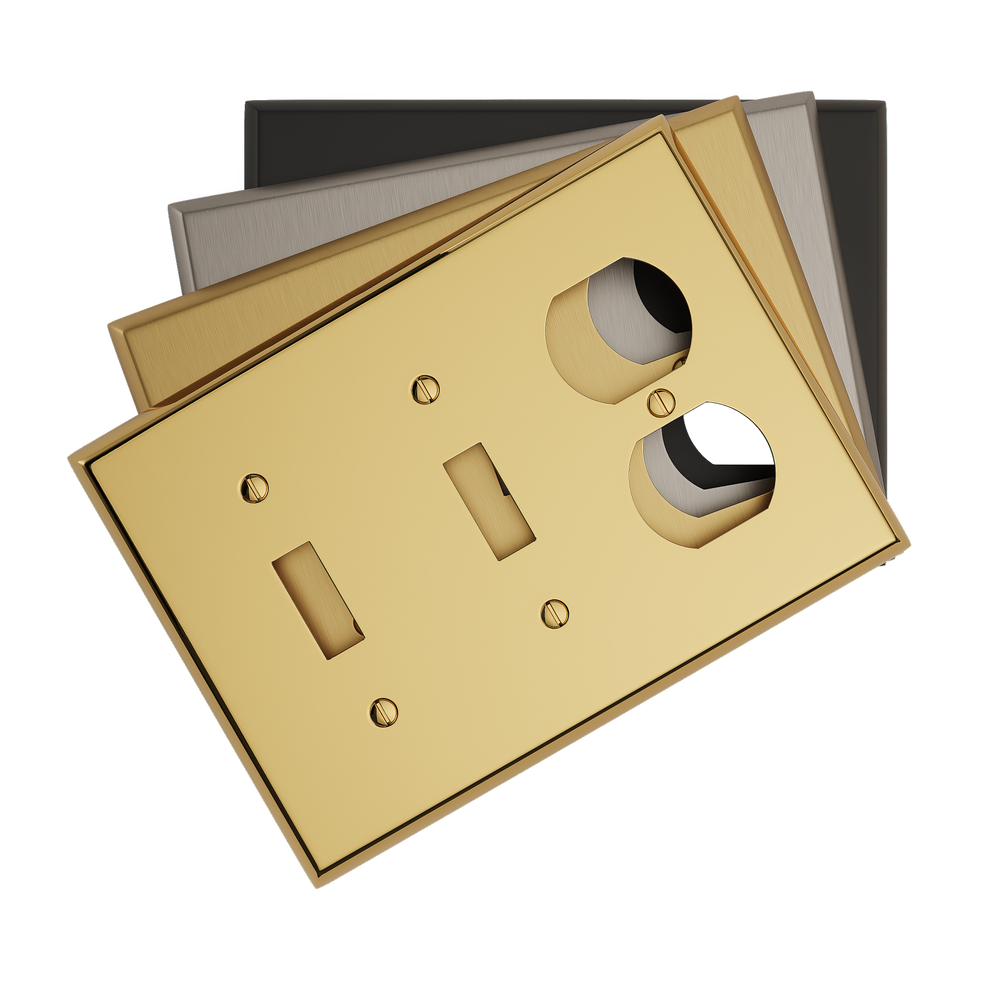 Solid brass Century Toggle &amp; Outlet Wall Plate – Triple