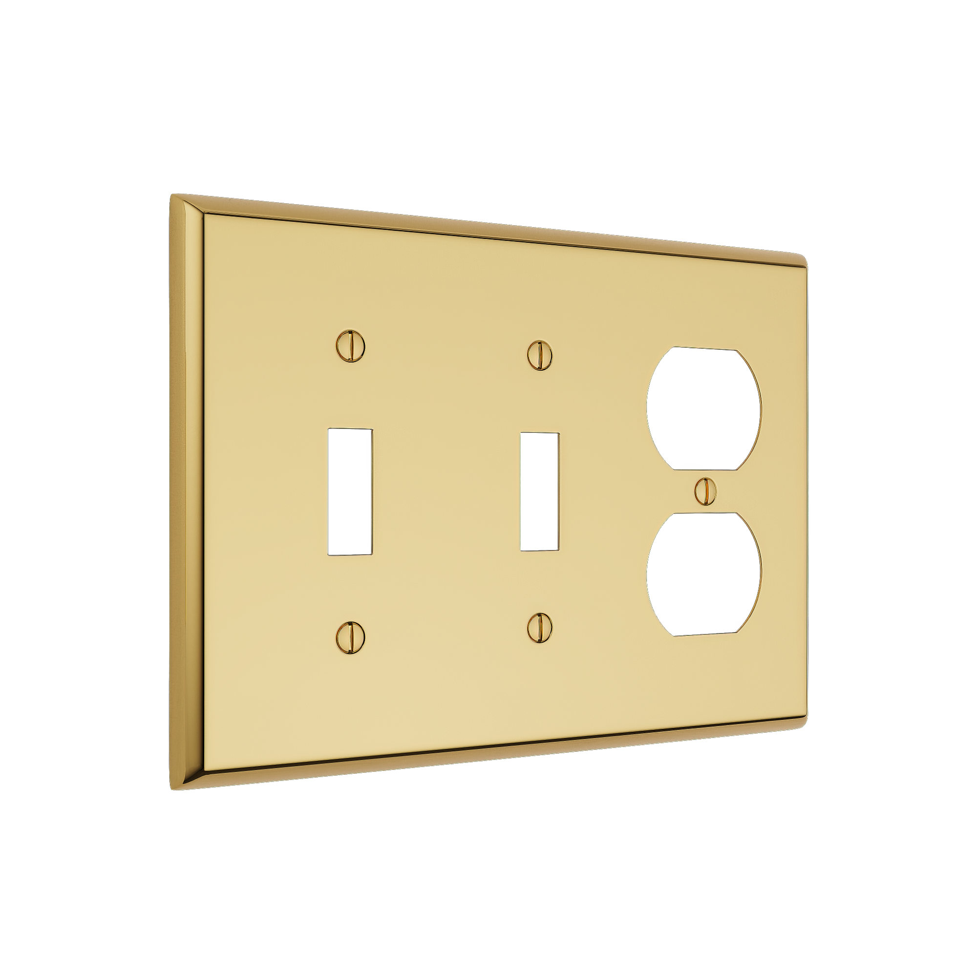 Solid brass Century Toggle & Outlet Wall Plate – Triple in Polished Brass finish