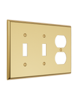 Solid brass Century Toggle & Outlet Wall Plate – Triple in Polished Brass finish