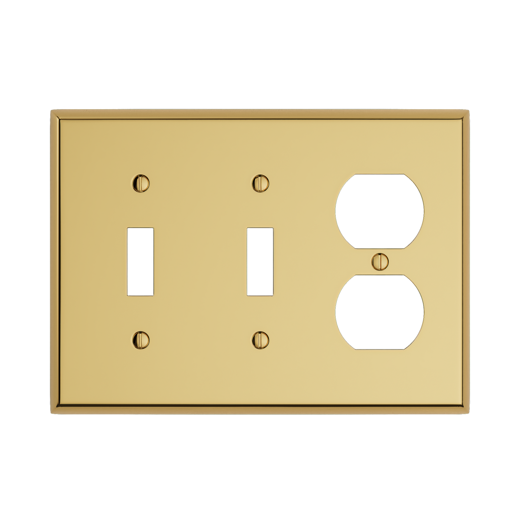 Solid brass Century Toggle &amp; Outlet Wall Plate – Triple in Polished Brass finish